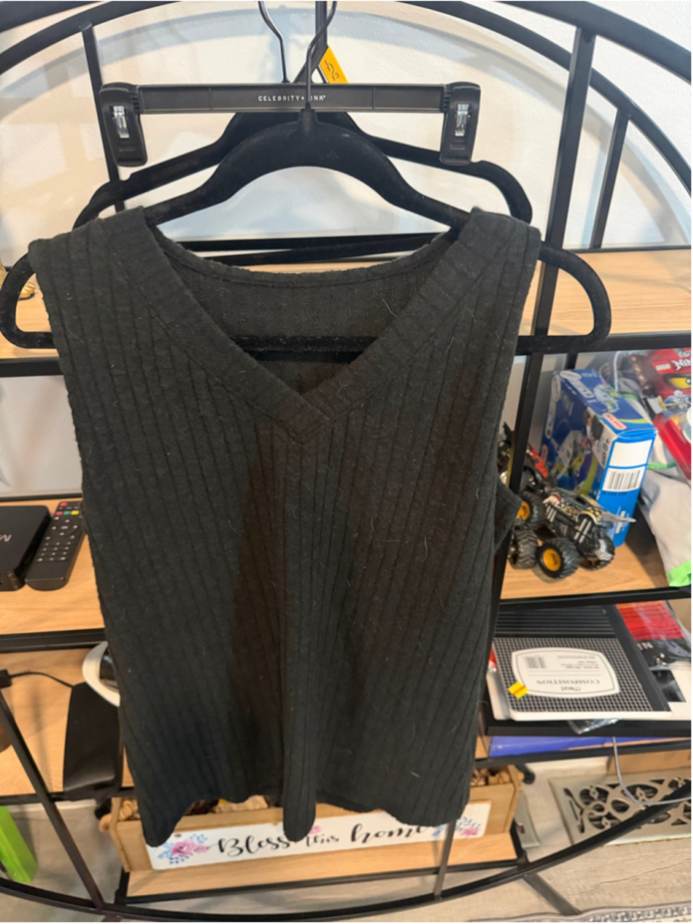 Women's Unbranded Ribbed V-Neck Tank Top Black Size L